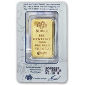 Carded PAMP Suisse Gold Bar 1 oz reverse