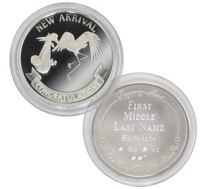 Personalized Silver Coin for New Baby