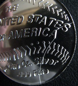 Die Cracked Baseball Coin Replica - Baseball Hall of Fame 1 oz. Silver Dollar Replica
