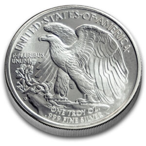 Reverse of the walking liberty silver round